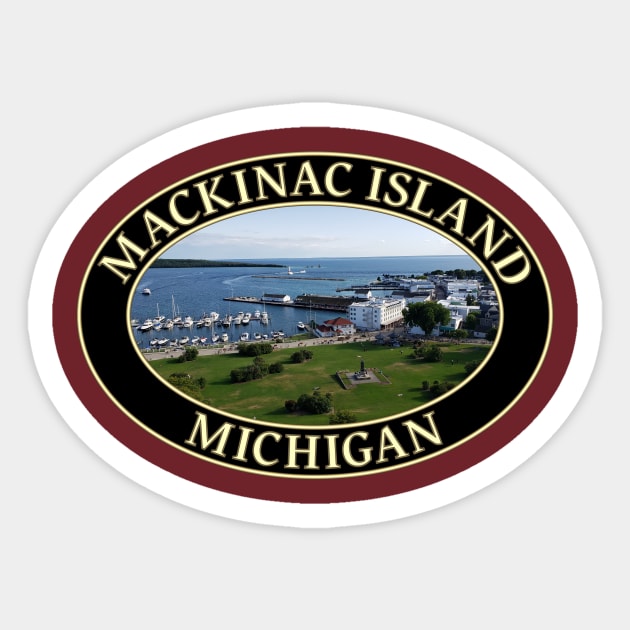 Harbor and Downtown at Historic Mackinac Island, Michigan Sticker by GentleSeas